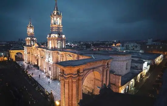 Arequipa Cathedral Plaza De Armas Night