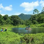 Bamboo Raft Amazon Jungle Tourists