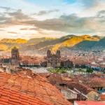 Cusco City Sunset Aerial View
