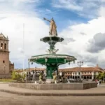 Cusco Plaza De Armas Fountain Daytime
