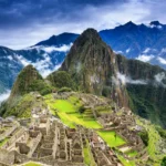 Machu Picchu Aerial View Cloudy Sky