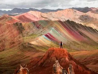 Rainbow Mountain Distant Hiker Red Peak