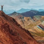 Rainbow Mountain Hiker Red Rock Peak